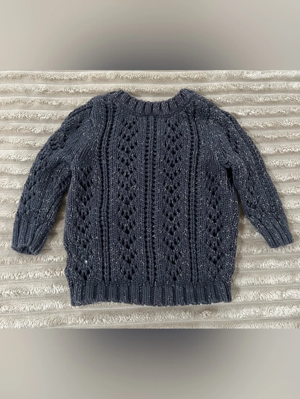 Carter’s Baby Girl Metallic Cable Knit Cardigan Sweater - Charcoal Gray - 6M